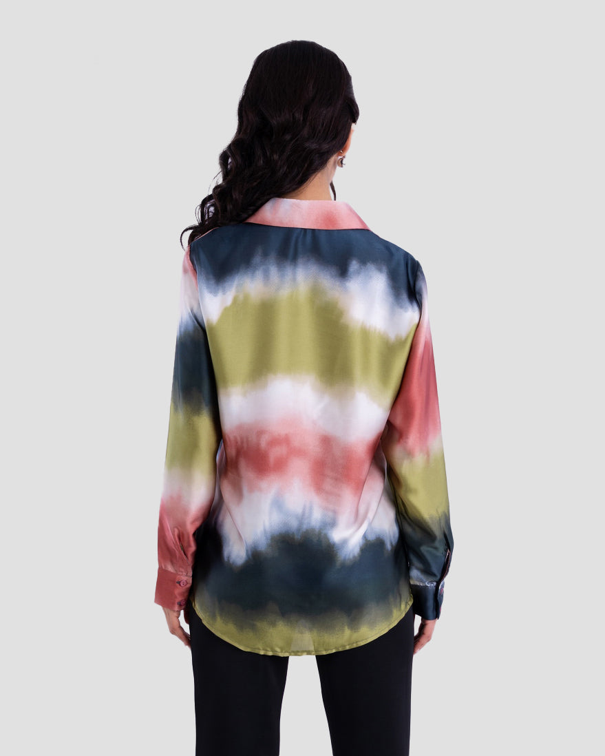 TIE-DYE PRINT FLOWY SHIRT