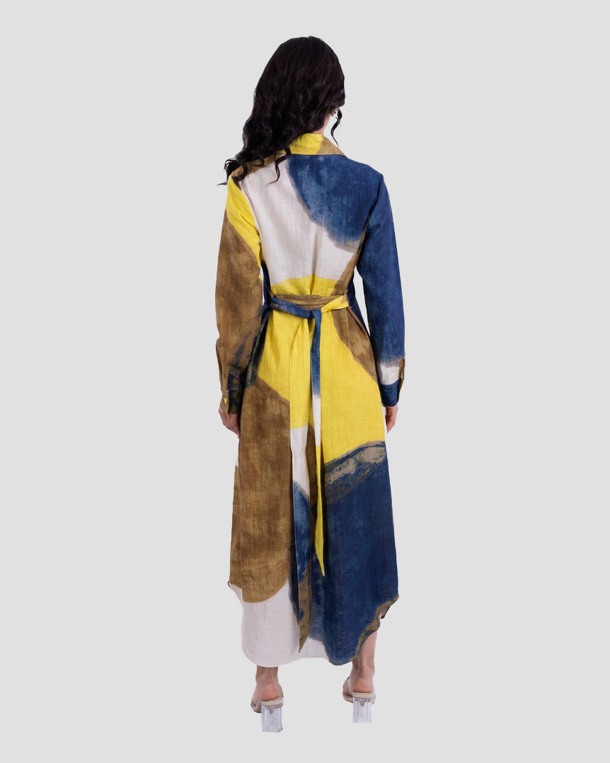 فستان قميص طويل مطبوع