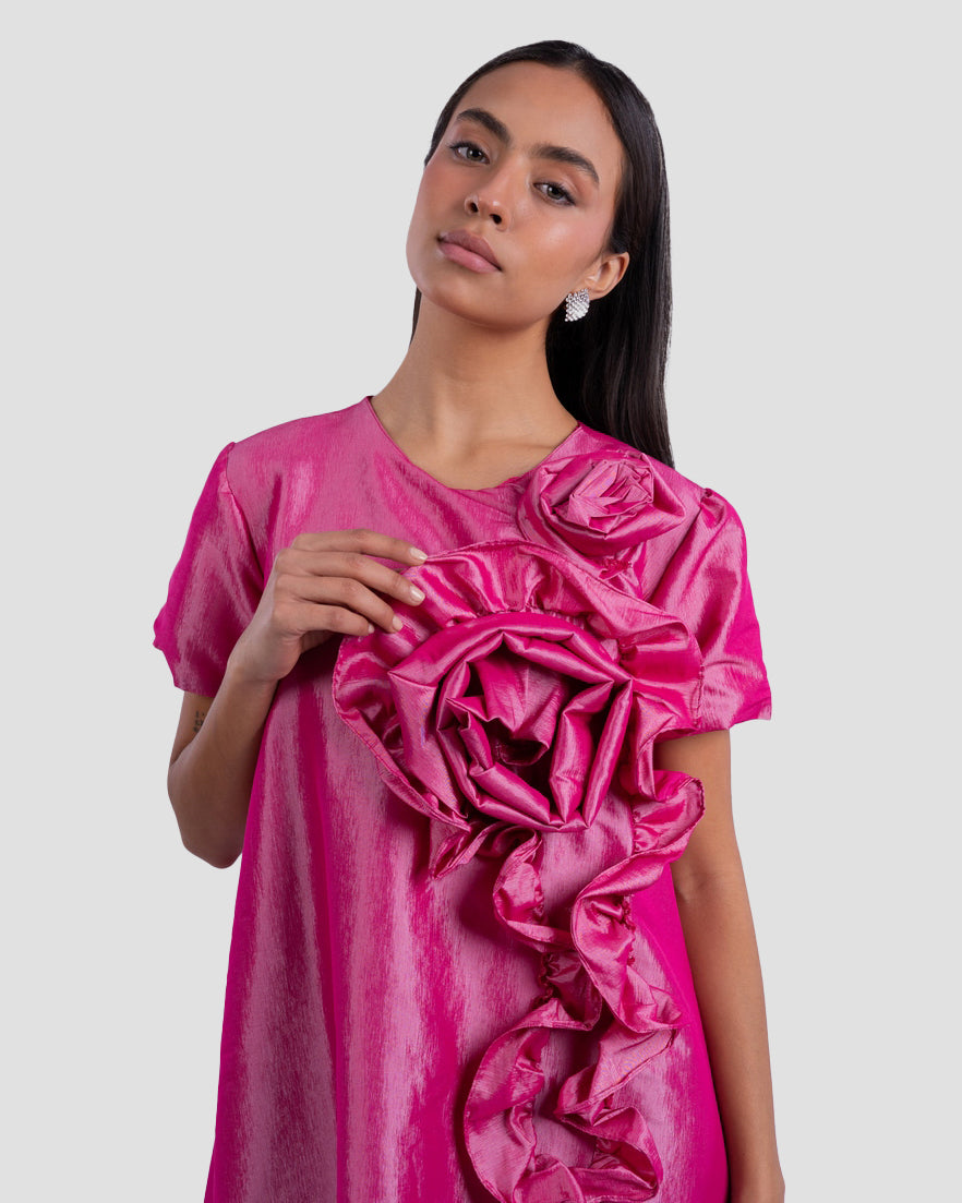 MINI DRESS WITH FLORAL DETAIL