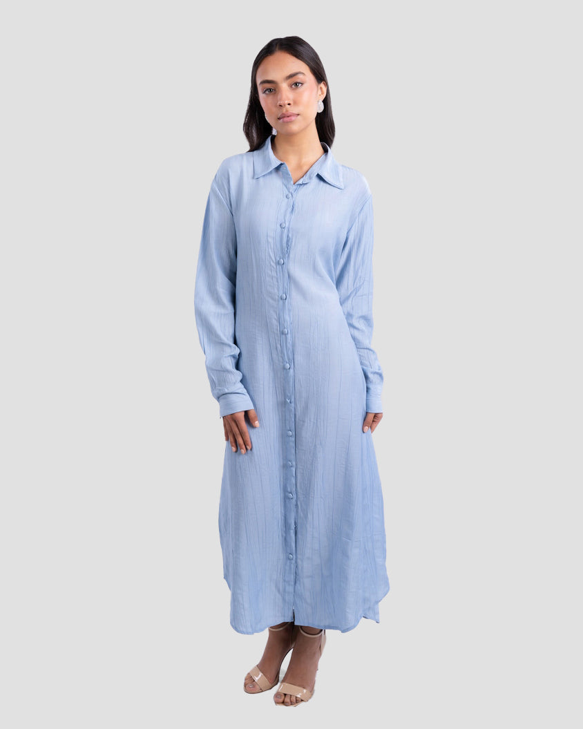 LONG POPLIN SHIRT DRESS