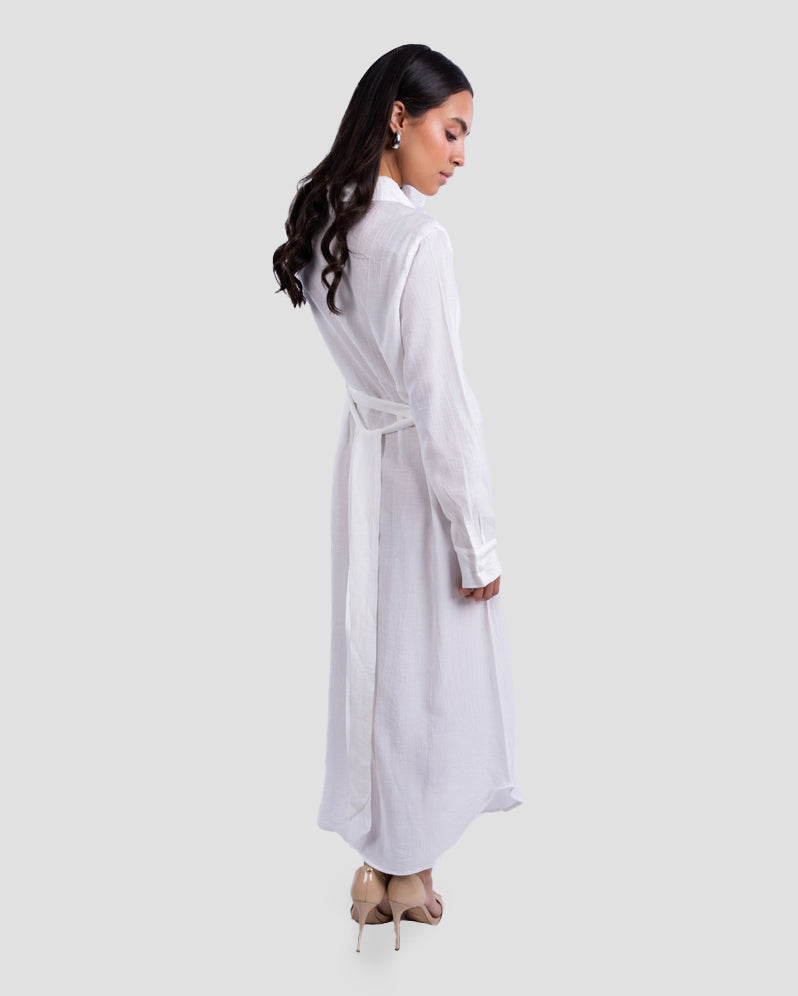 LONG POPLIN SHIRT DRESS