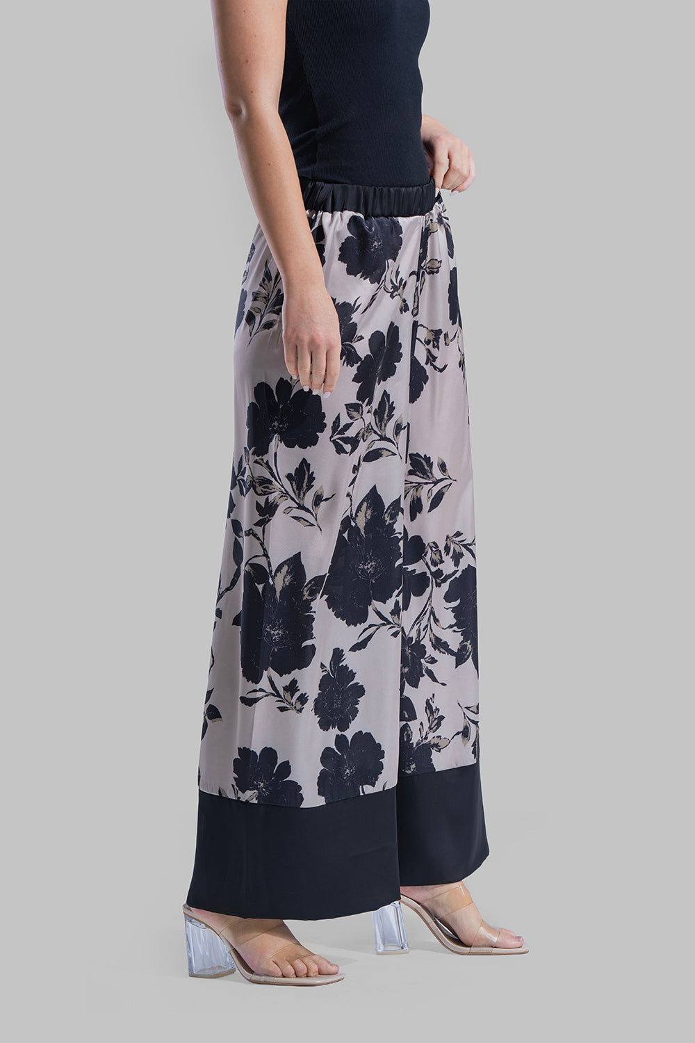 Floral Elastic Waist Pants