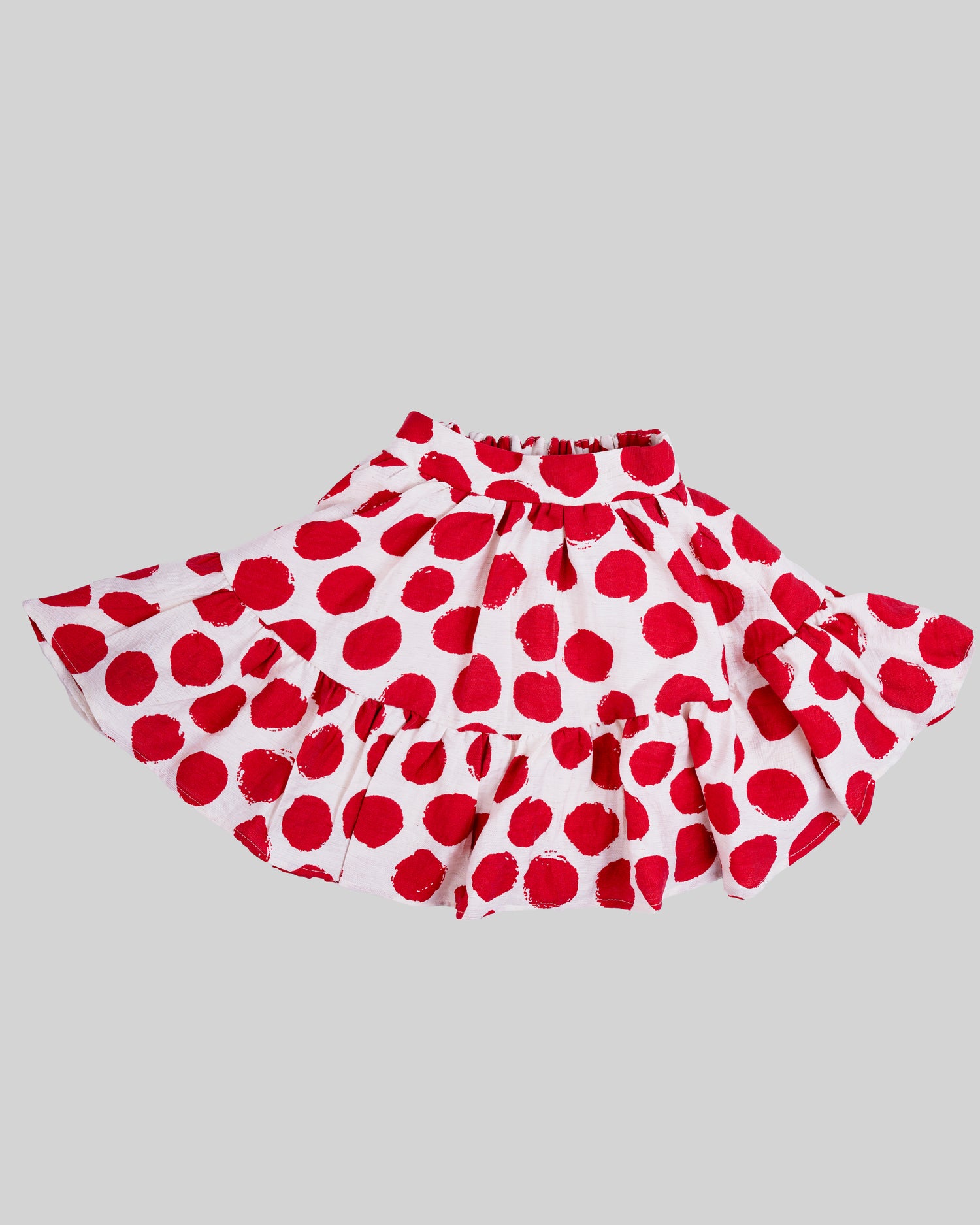 Polka Dots Ruffled Mini Skirt.