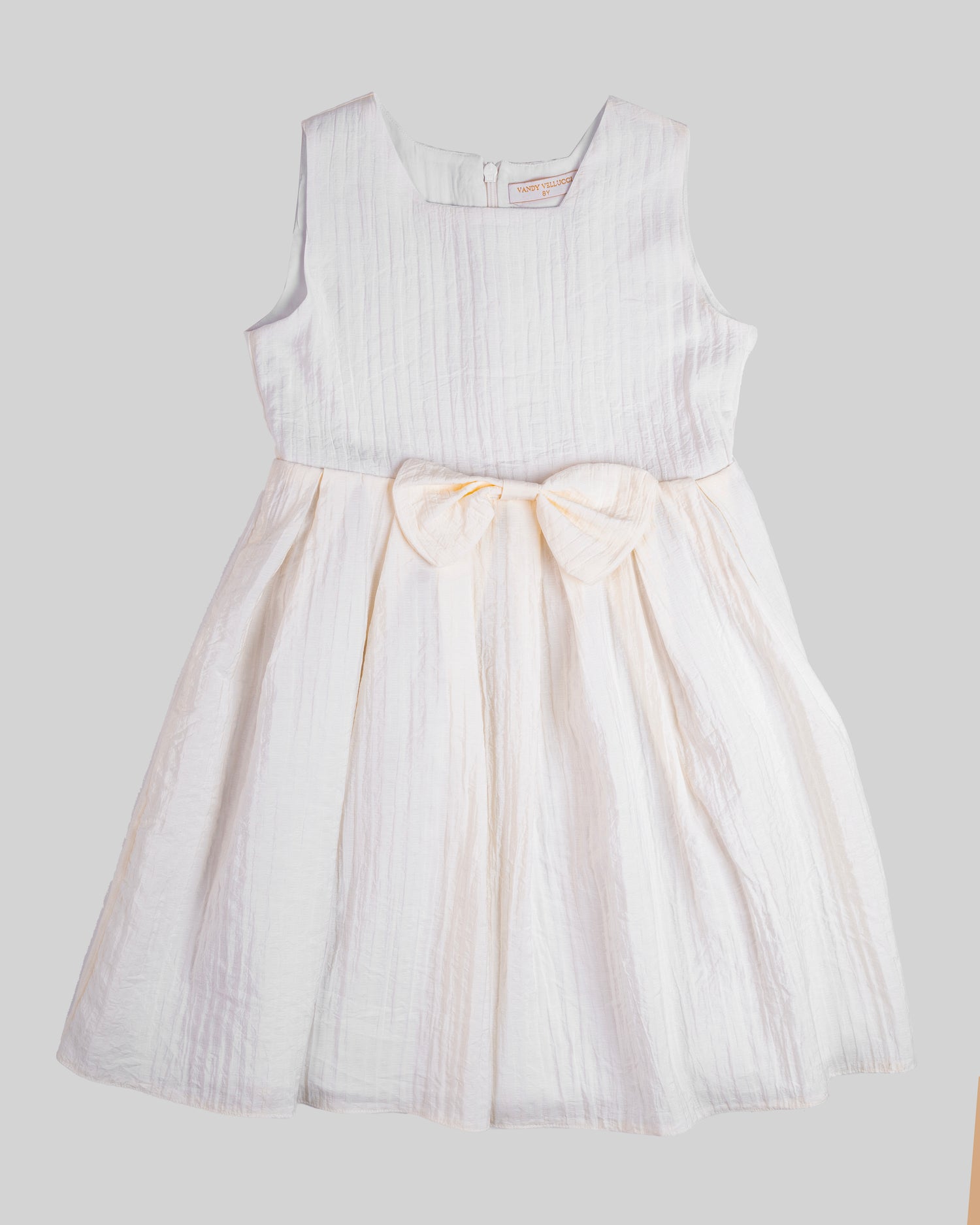 Textured sleeveless dress with a round neckline and a flared skirt