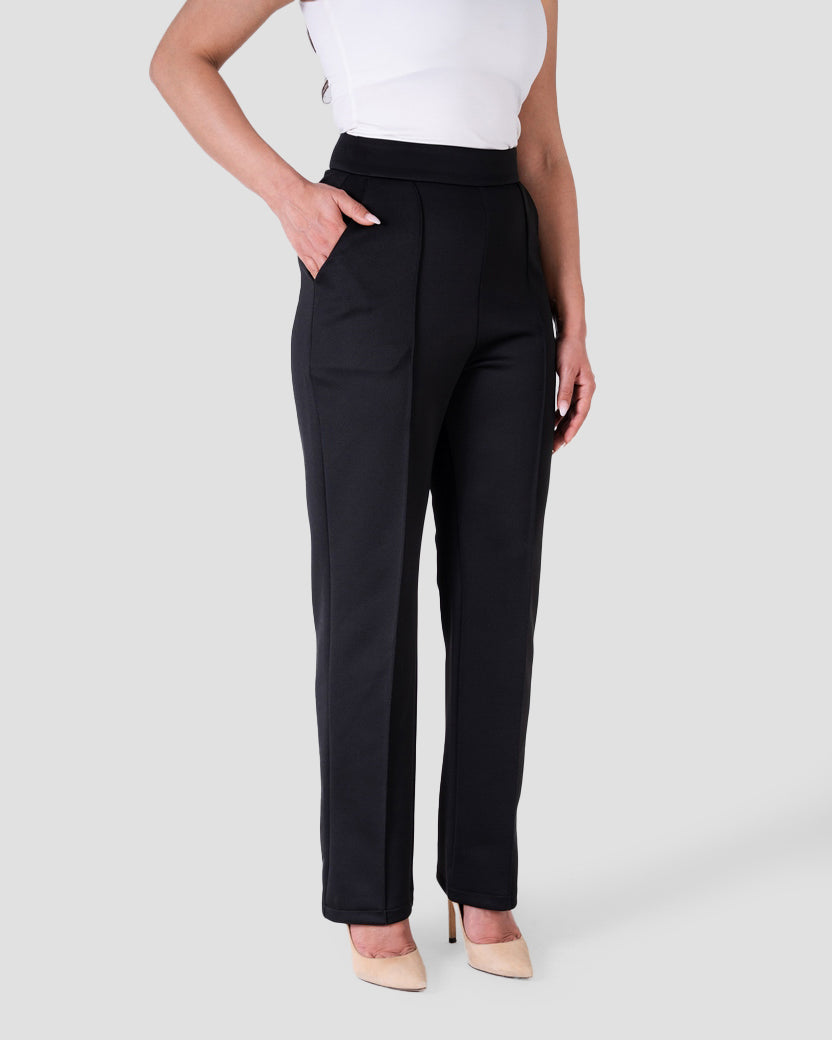 HIGH-WAIST STRAIGHT-LEG TROUSERS