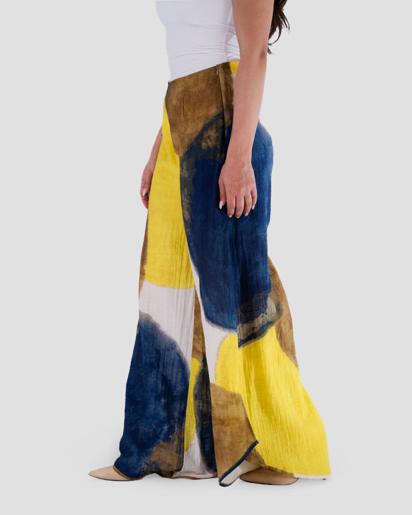 بنطلون واسع الساق مطبوع