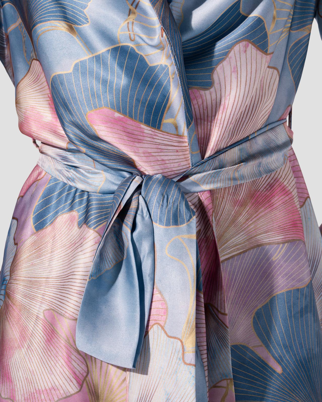 بليزر زهور ساتان مع حزام