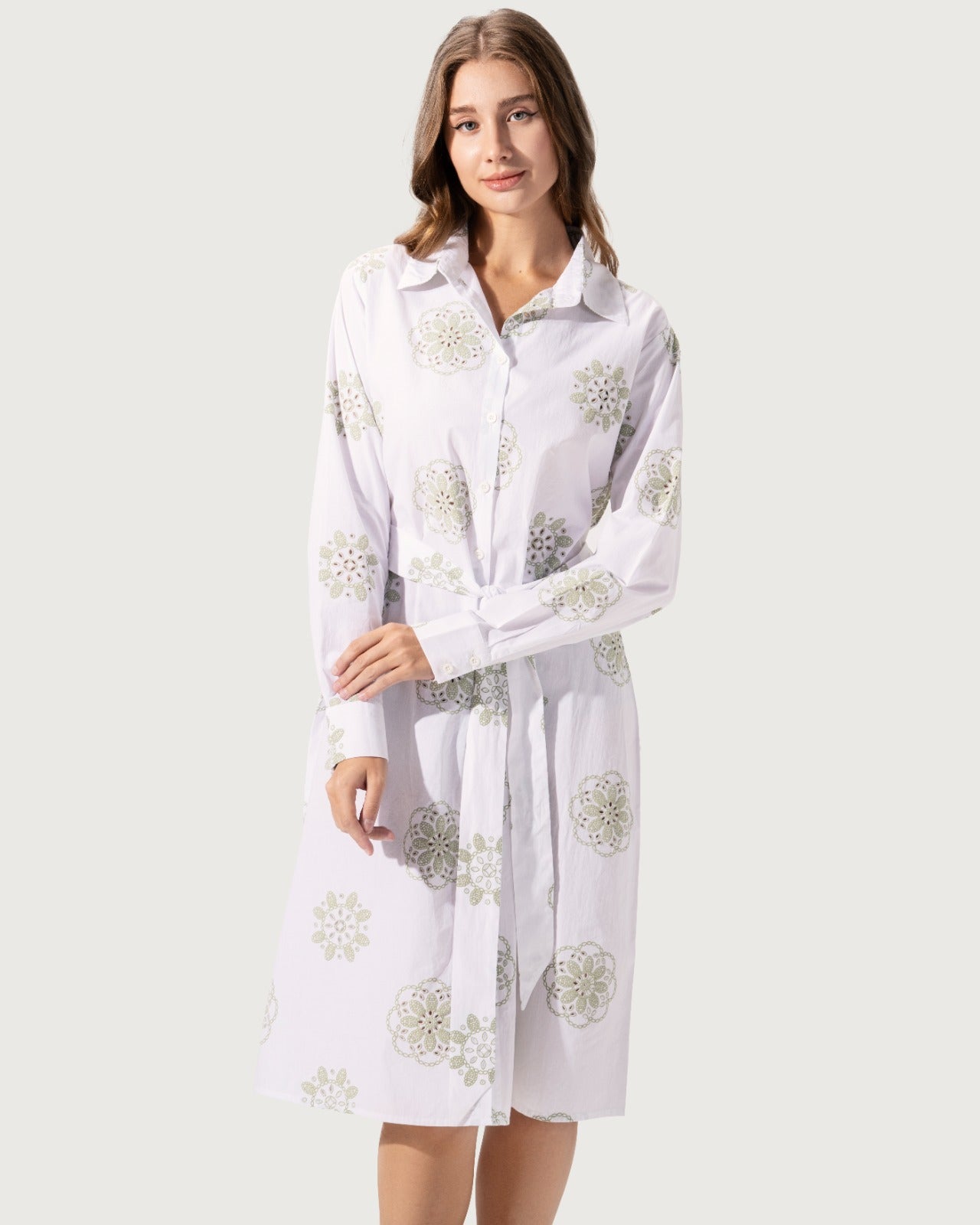 Printed floral shirt dress