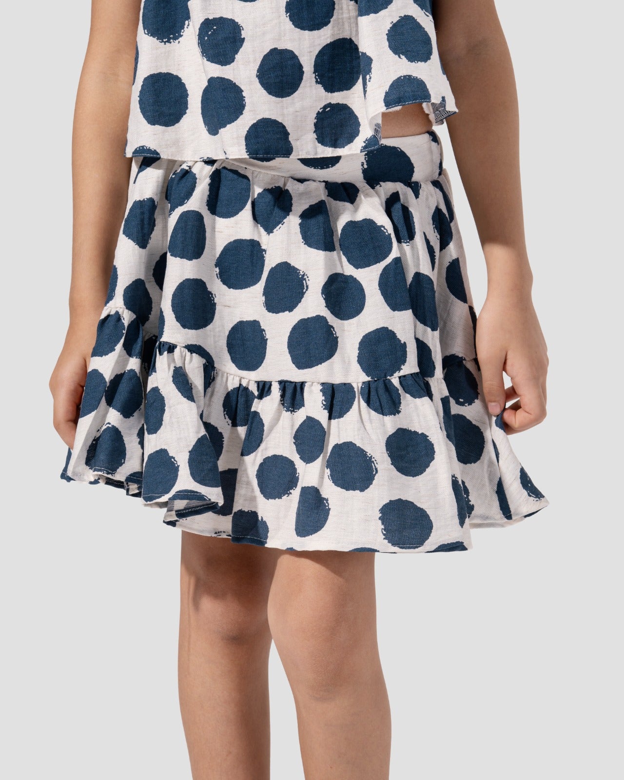 Polka Dots Ruffled Mini Skirt.