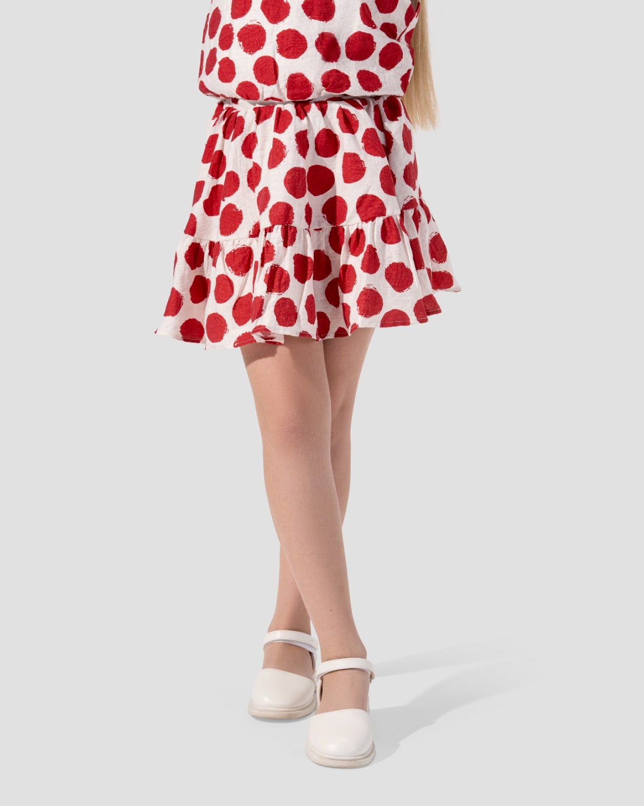 Polka Dots Ruffled Mini Skirt.