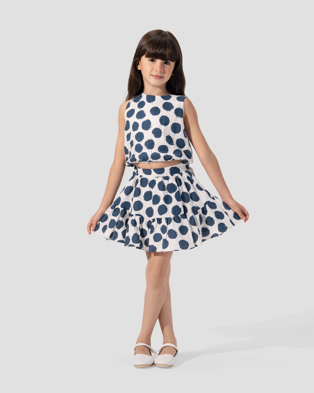 Polka Dots Ruffled Mini Skirt.