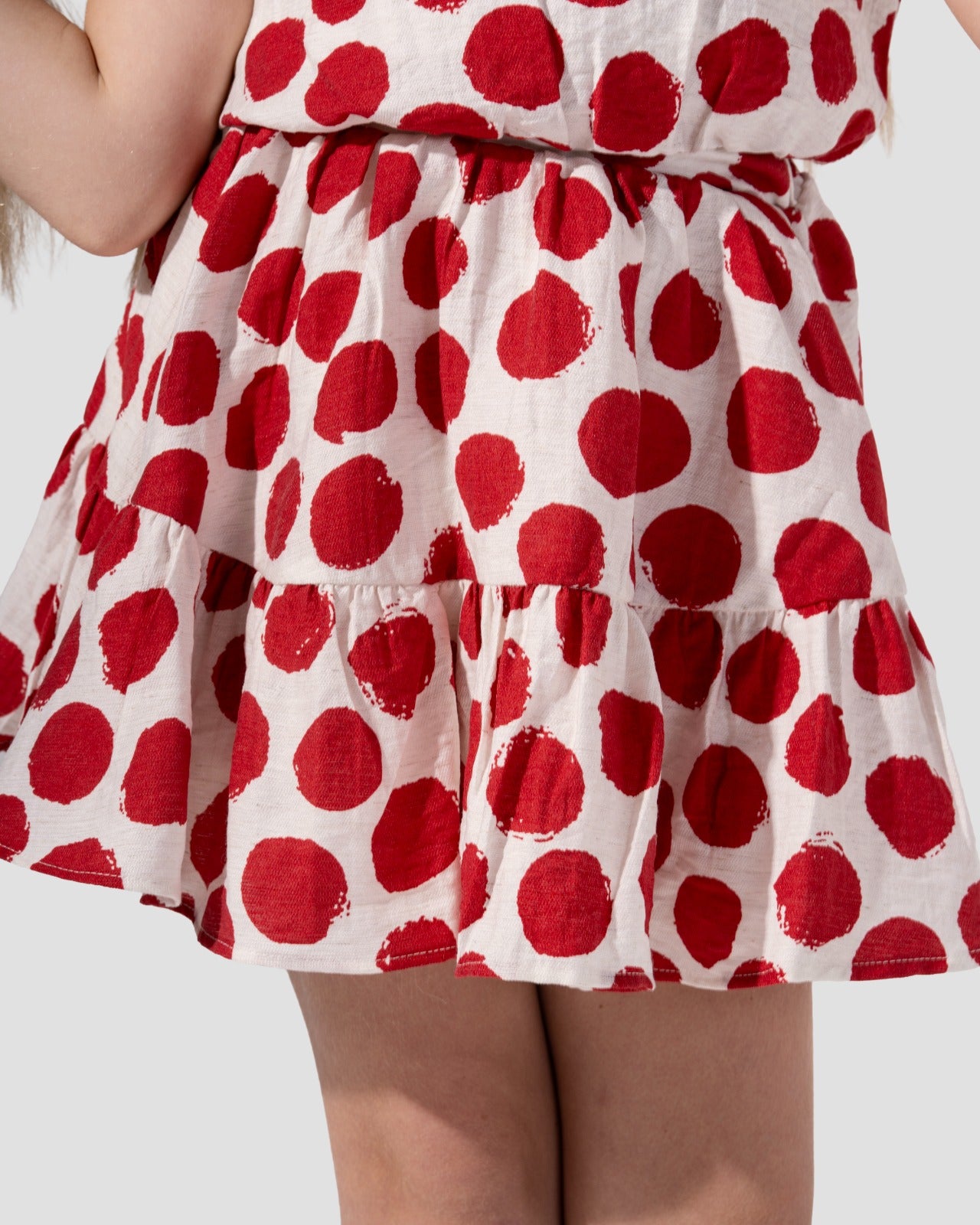 Polka Dots Ruffled Mini Skirt.
