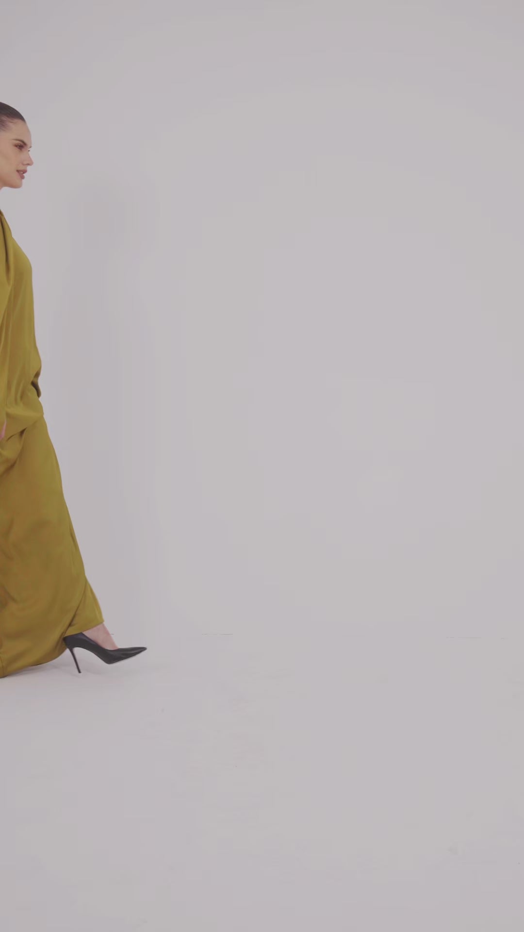 DRAPED SATIN MAXI DRESS WITH CAPE SLEEVE