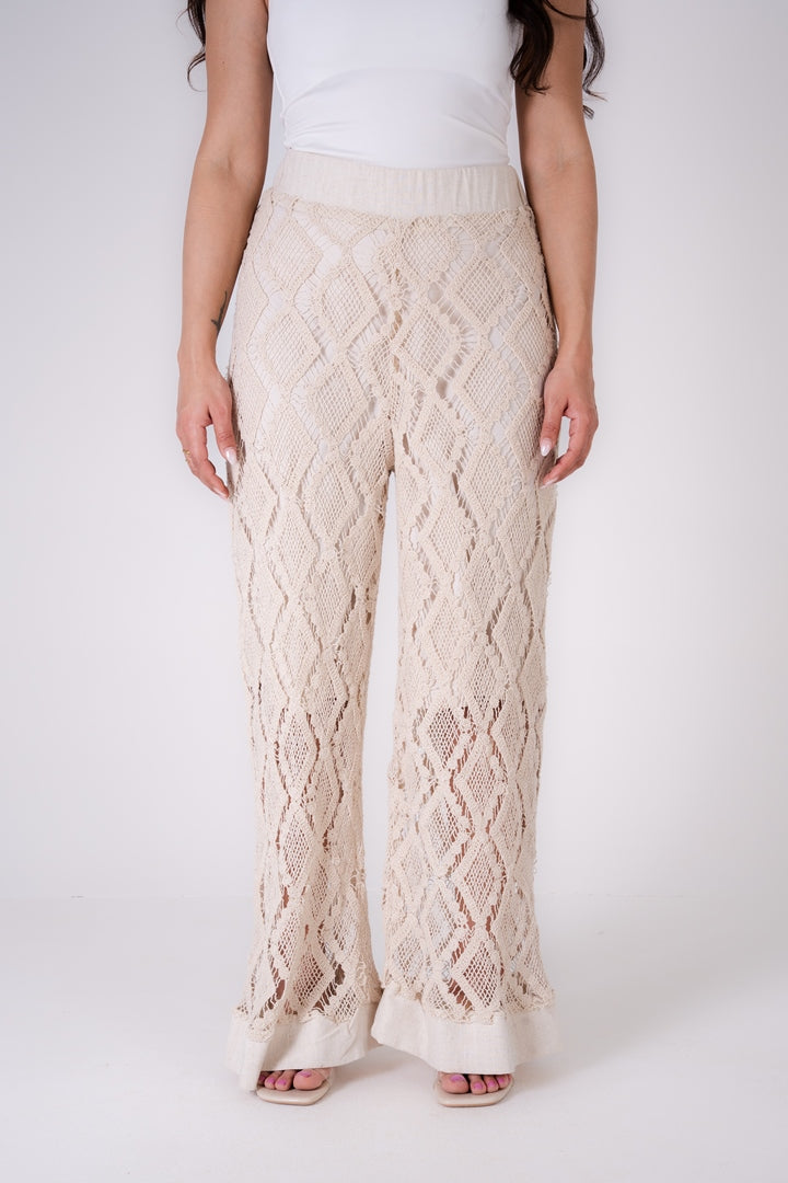 WIDE LEG PANTS WITH OPEN WORK