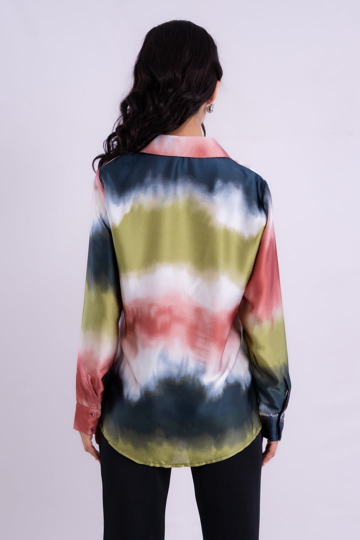 SATIN BLOUSE TIE-DYE WITH LONG SLEEVES