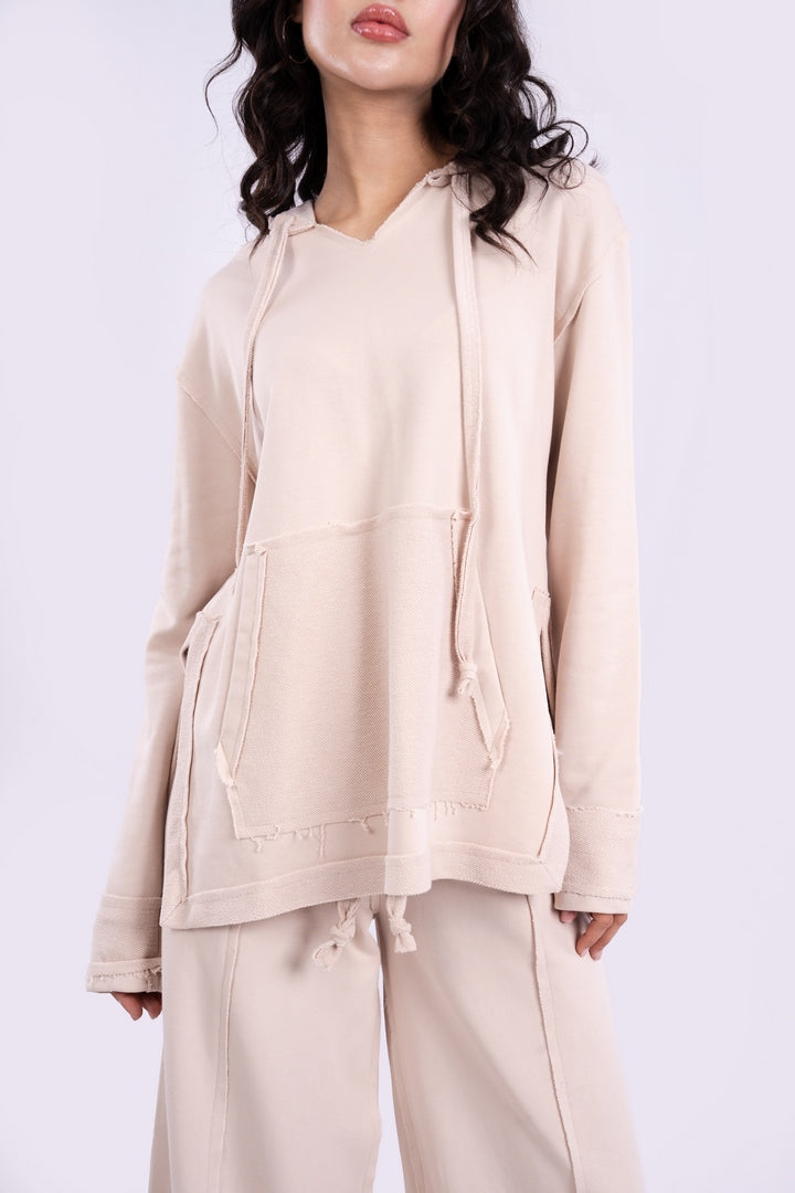 OVERSIZED HOODIE WITH UNFINISHED