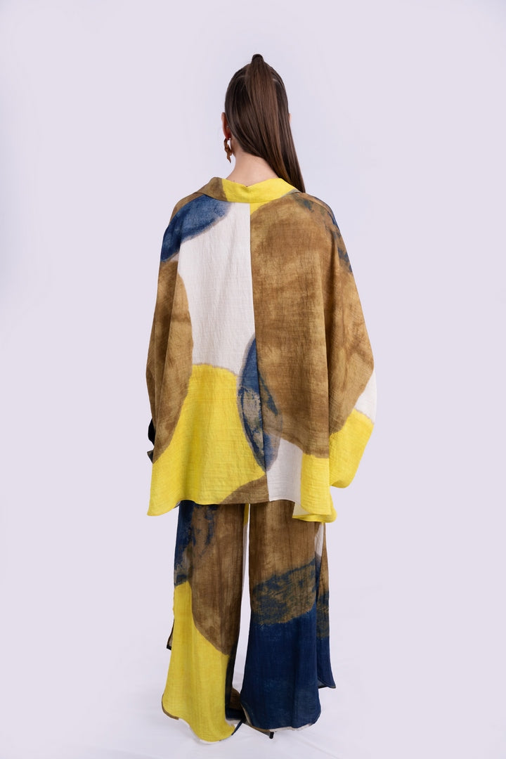 PRINTED OVERSIZED BLOUSE WITH LONG SLEEVES WITH COLLAR