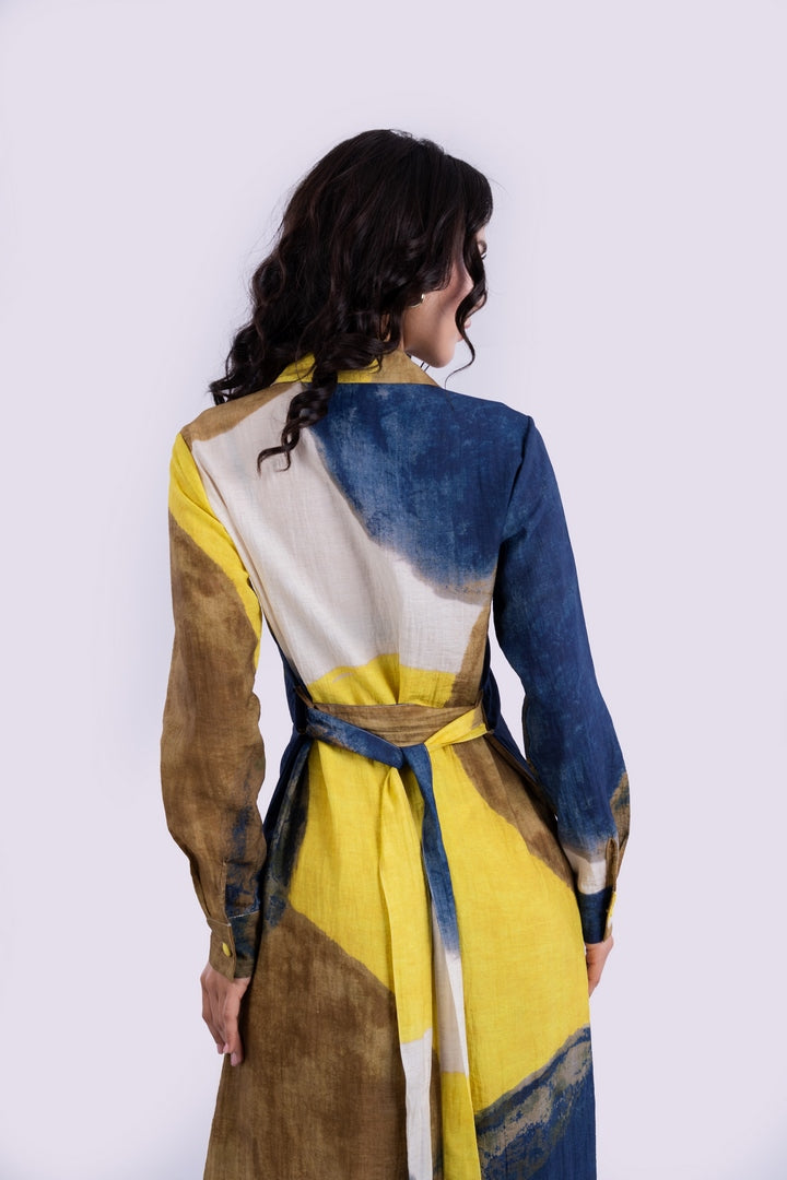 PRINTED DRESS WITH LONG SLEEVES WITH BELT
