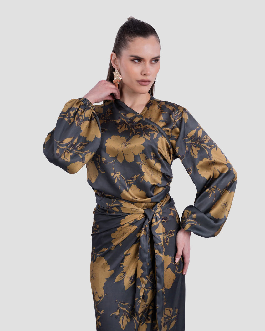 FLORAL PRINT DRAPED TOP