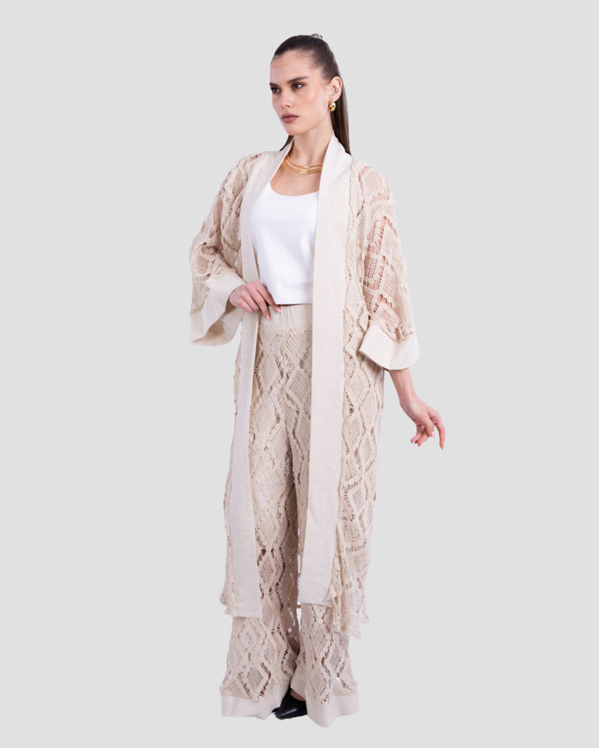 CROCHET KNIT OPEN KIMONO