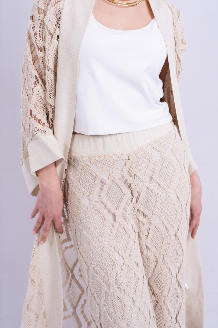 WIDE LEG PANTS WITH OPEN WORK