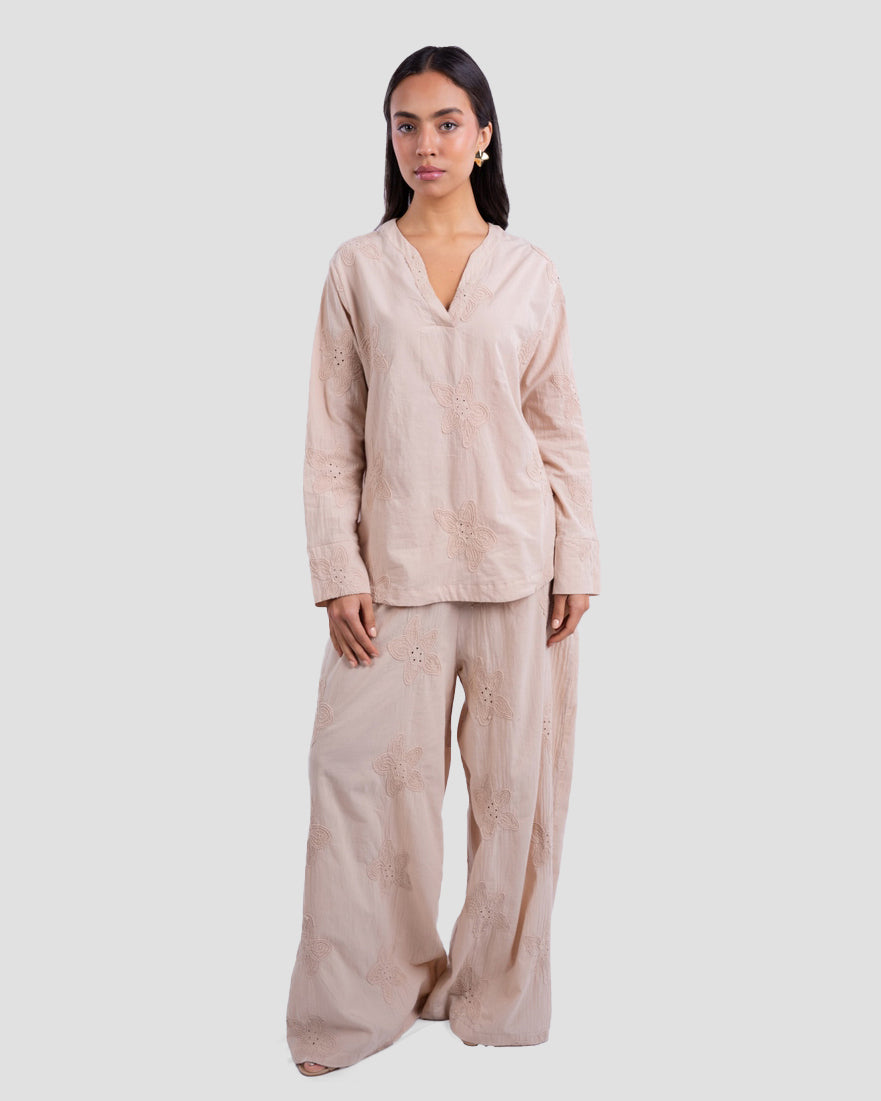 EMBROIDERED COTTON VOILE SHIRT