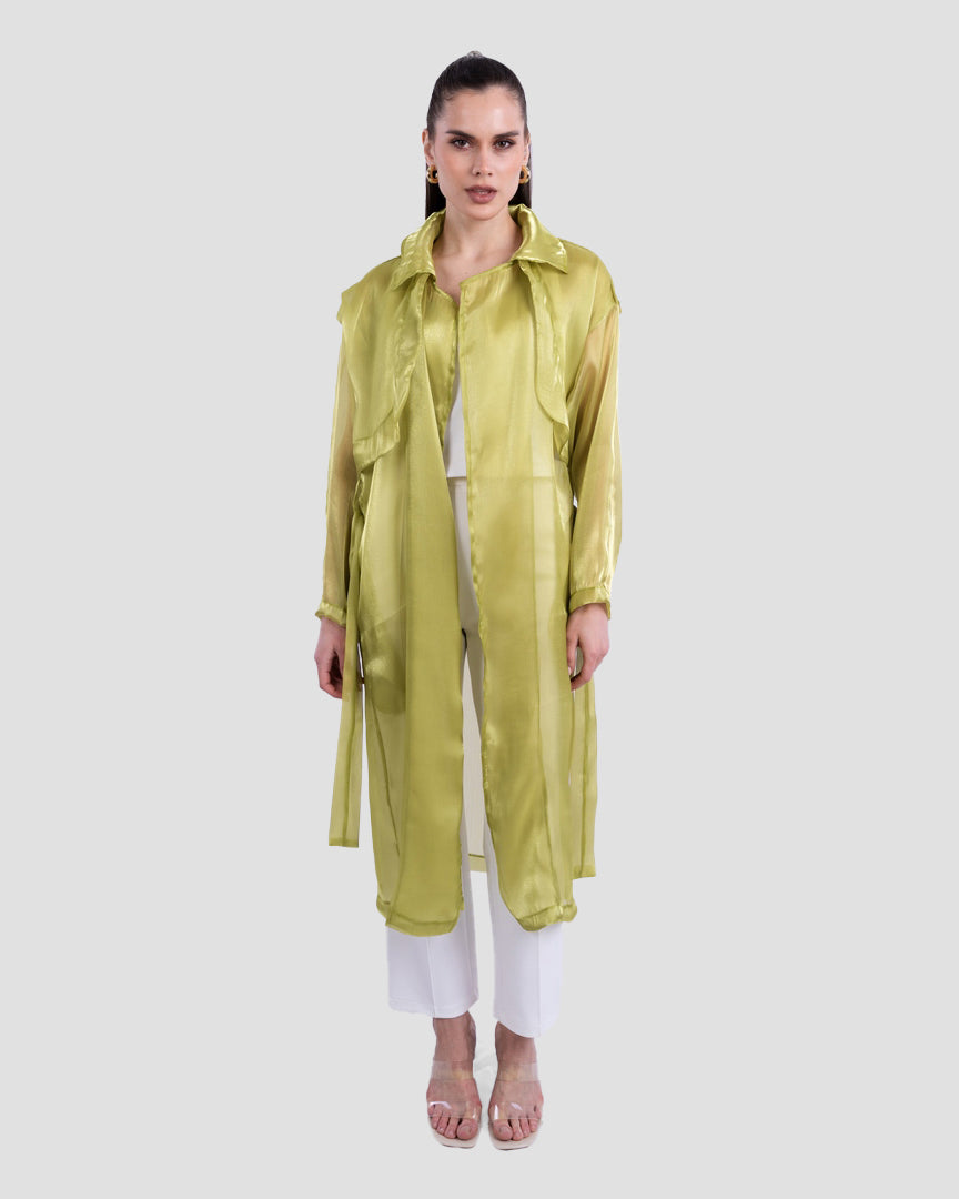 SHEER ORGANZA TRENCH COAT