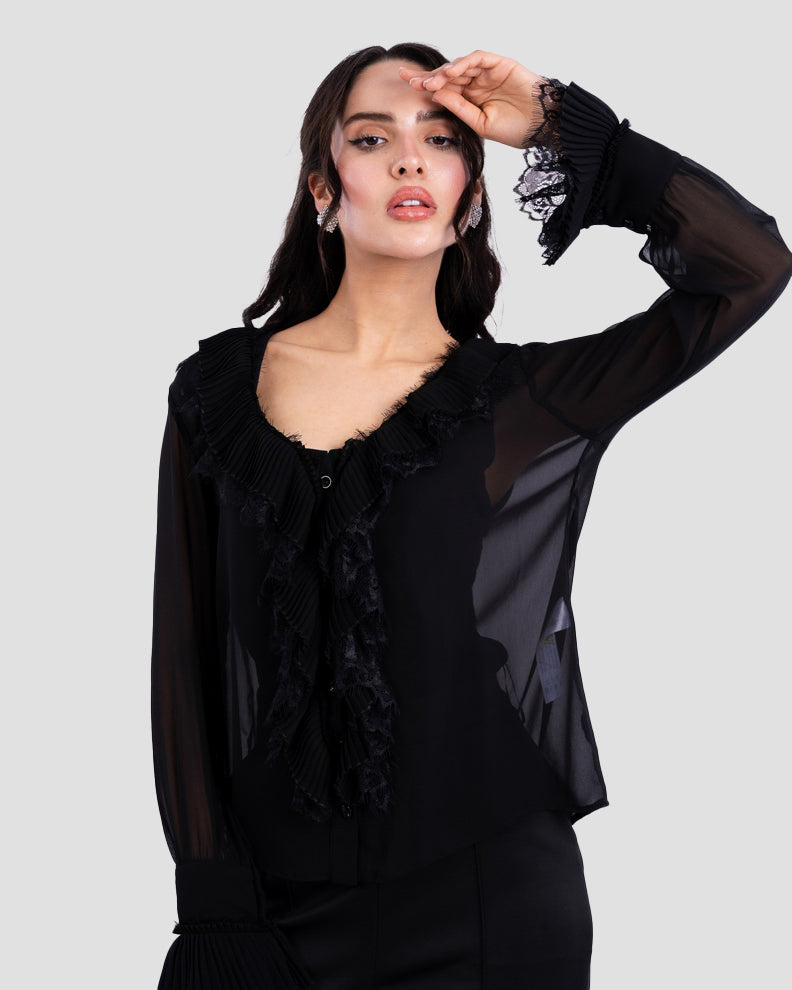 SHEER RUFFLED BLOUSE
