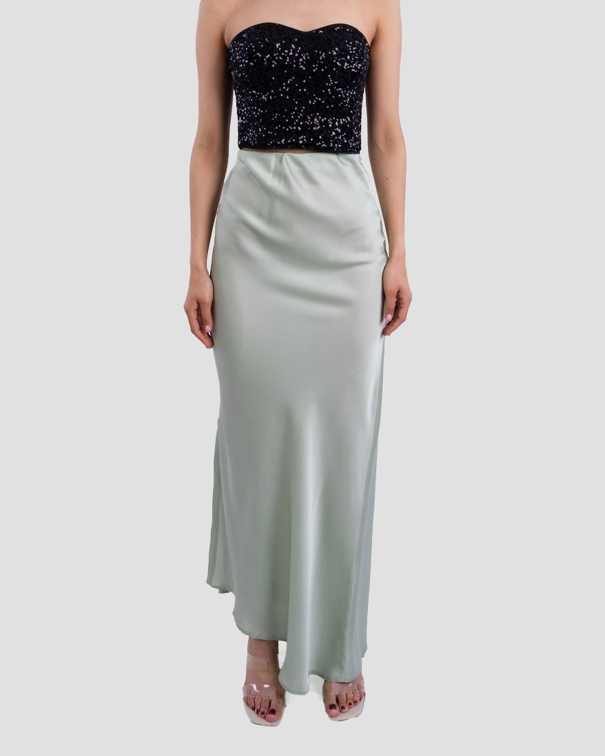 SATIN MIDI SKIRT