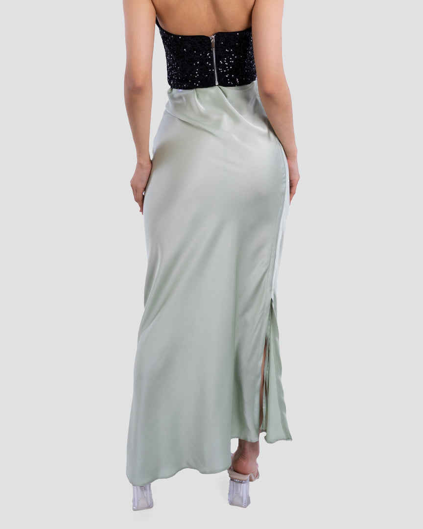 SATIN MIDI SKIRT