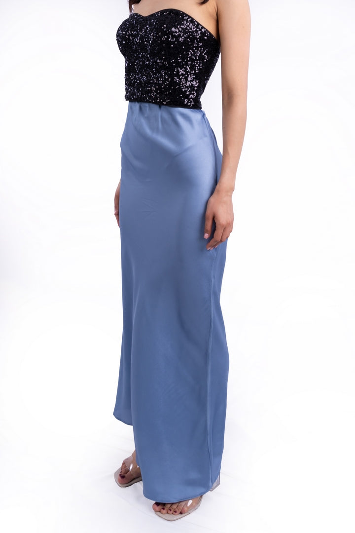 SATIN SKIRT TIE-DYE ASYMMETRICAL