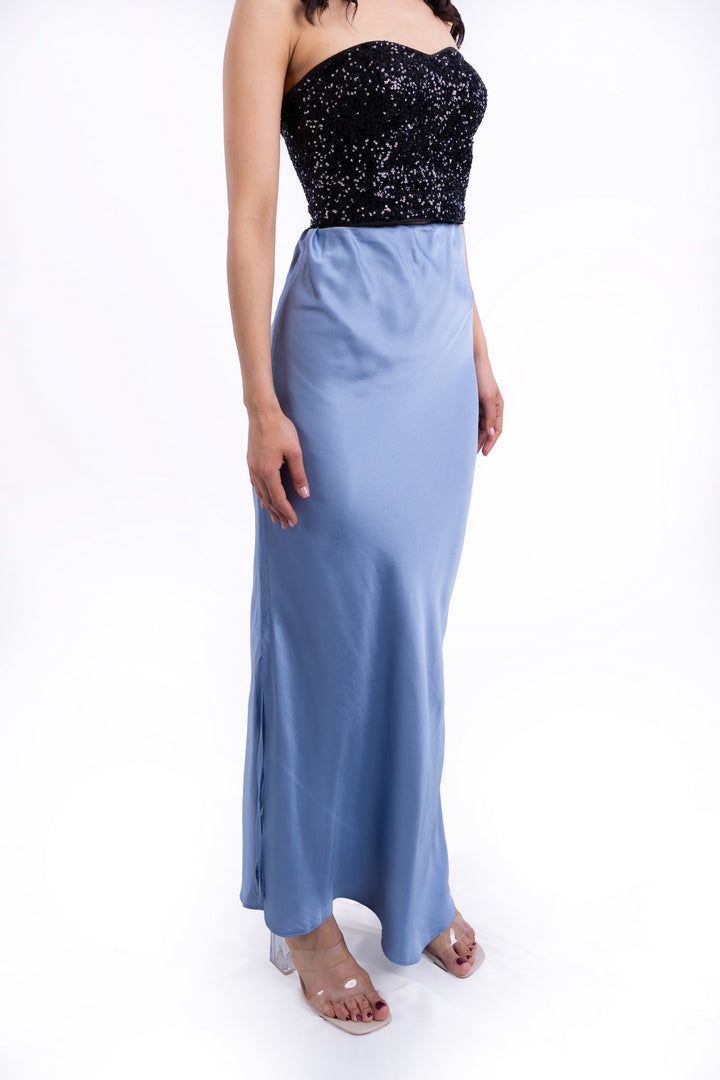 SATIN SKIRT TIE-DYE ASYMMETRICAL
