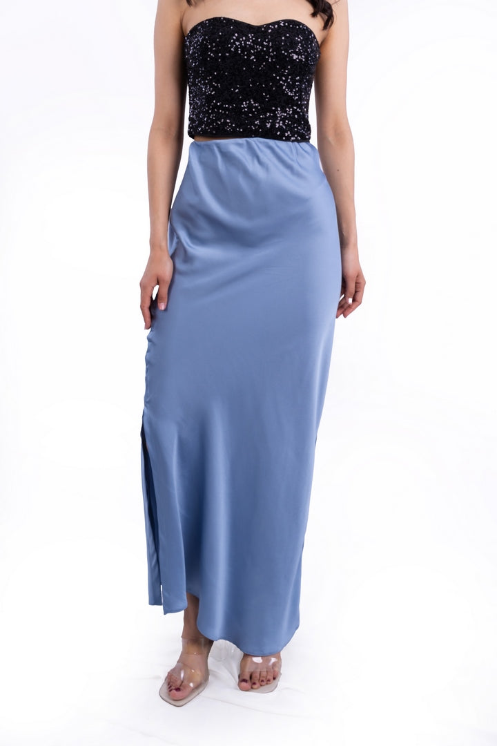 SATIN SKIRT TIE-DYE ASYMMETRICAL