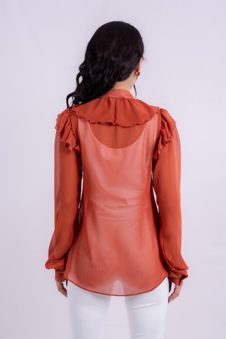 LONG SLEEVES BLOUSE WITH RUFFLED