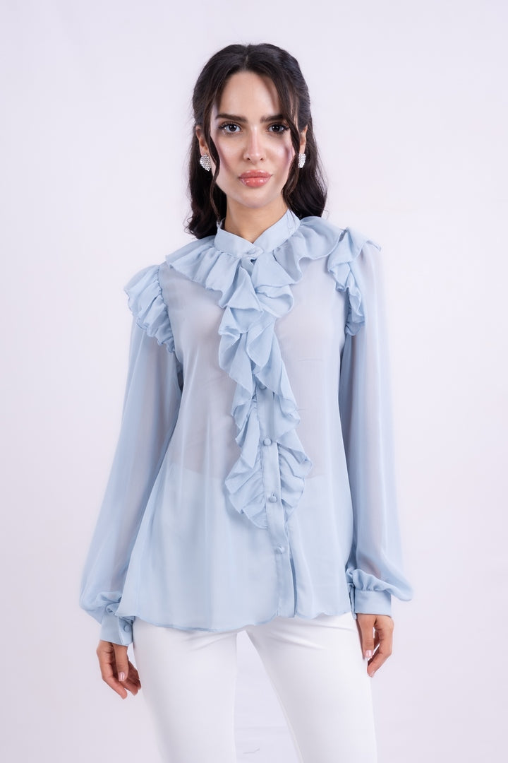 LONG SLEEVES BLOUSE WITH RUFFLED