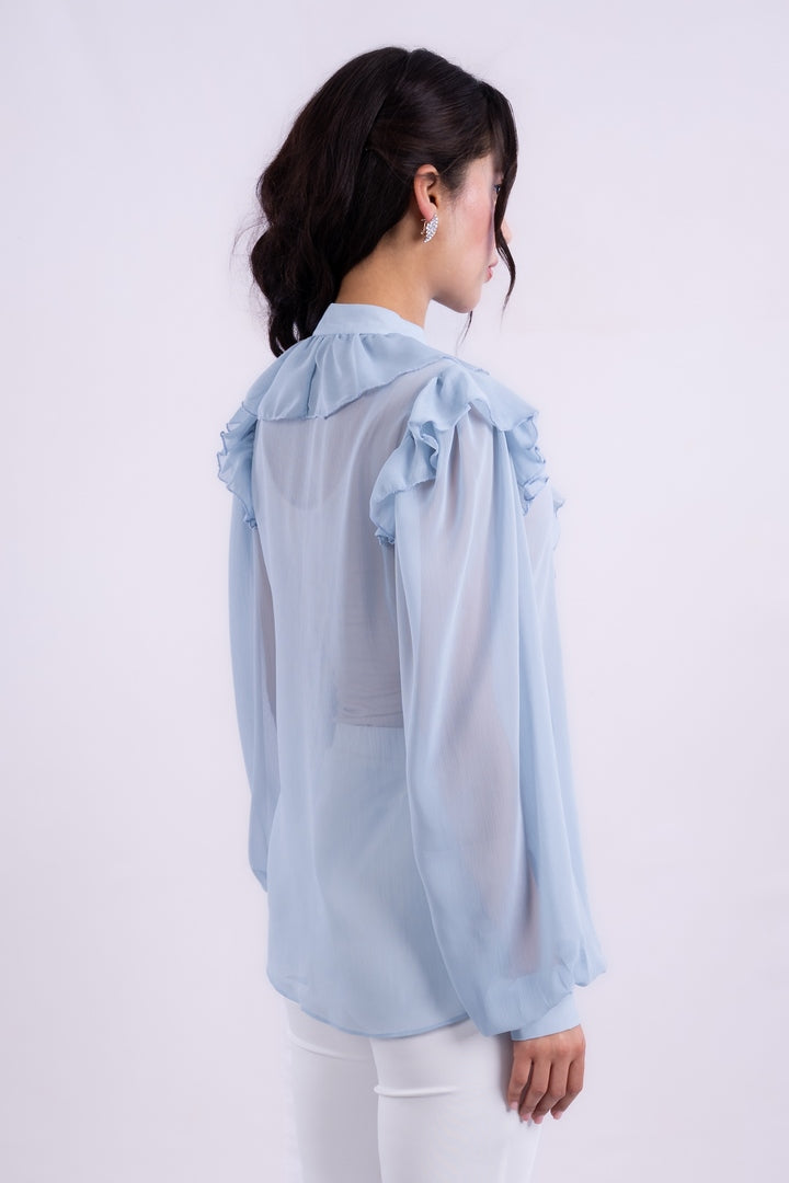 LONG SLEEVES BLOUSE WITH RUFFLED