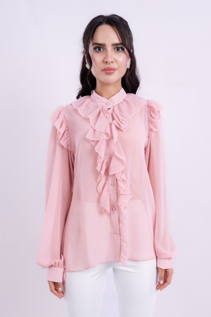 LONG SLEEVES BLOUSE WITH RUFFLED
