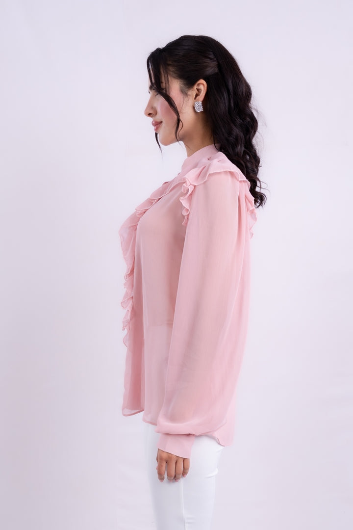 LONG SLEEVES BLOUSE WITH RUFFLED