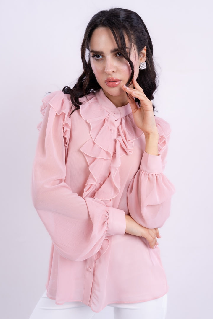 LONG SLEEVES BLOUSE WITH RUFFLED