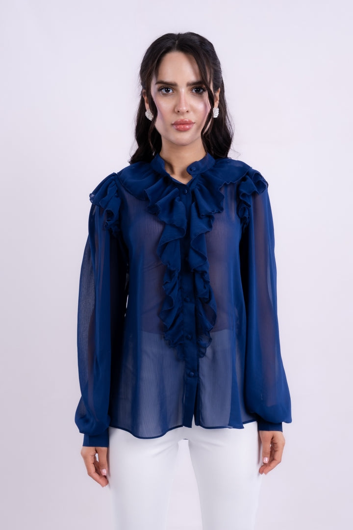 LONG SLEEVES BLOUSE WITH RUFFLED