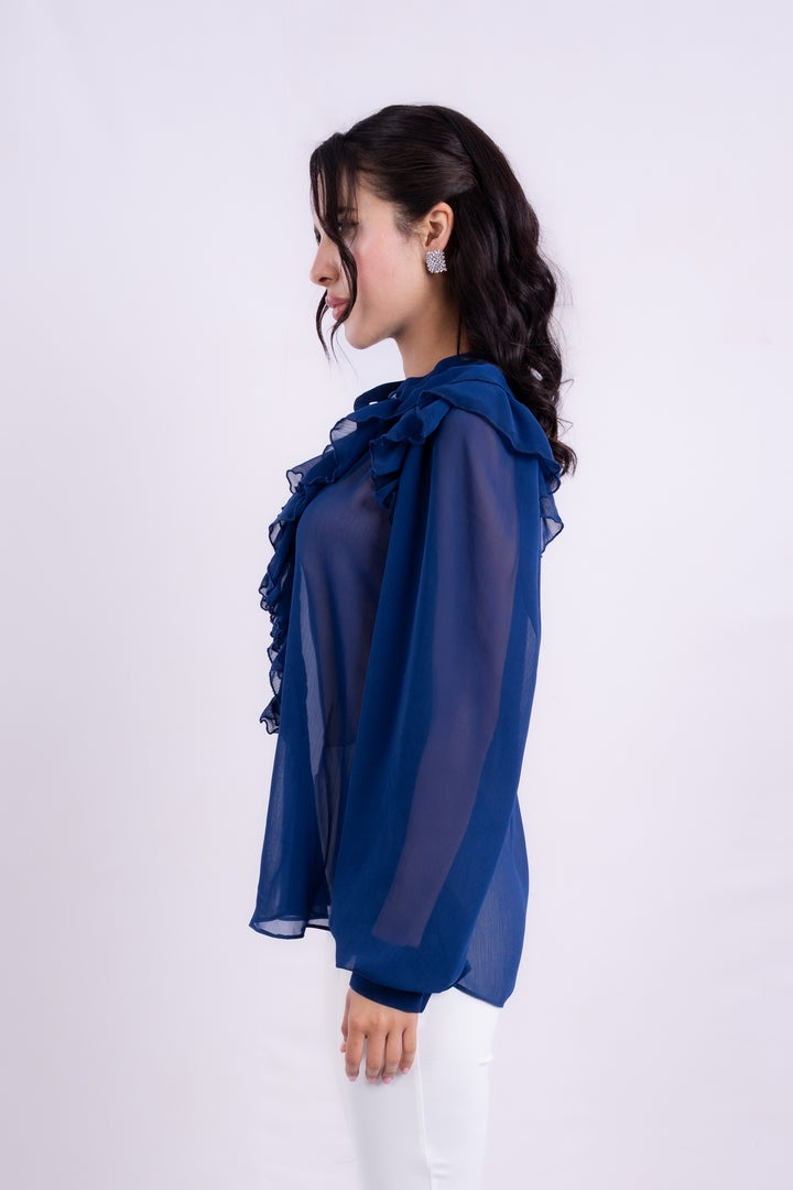 LONG SLEEVES BLOUSE WITH RUFFLED