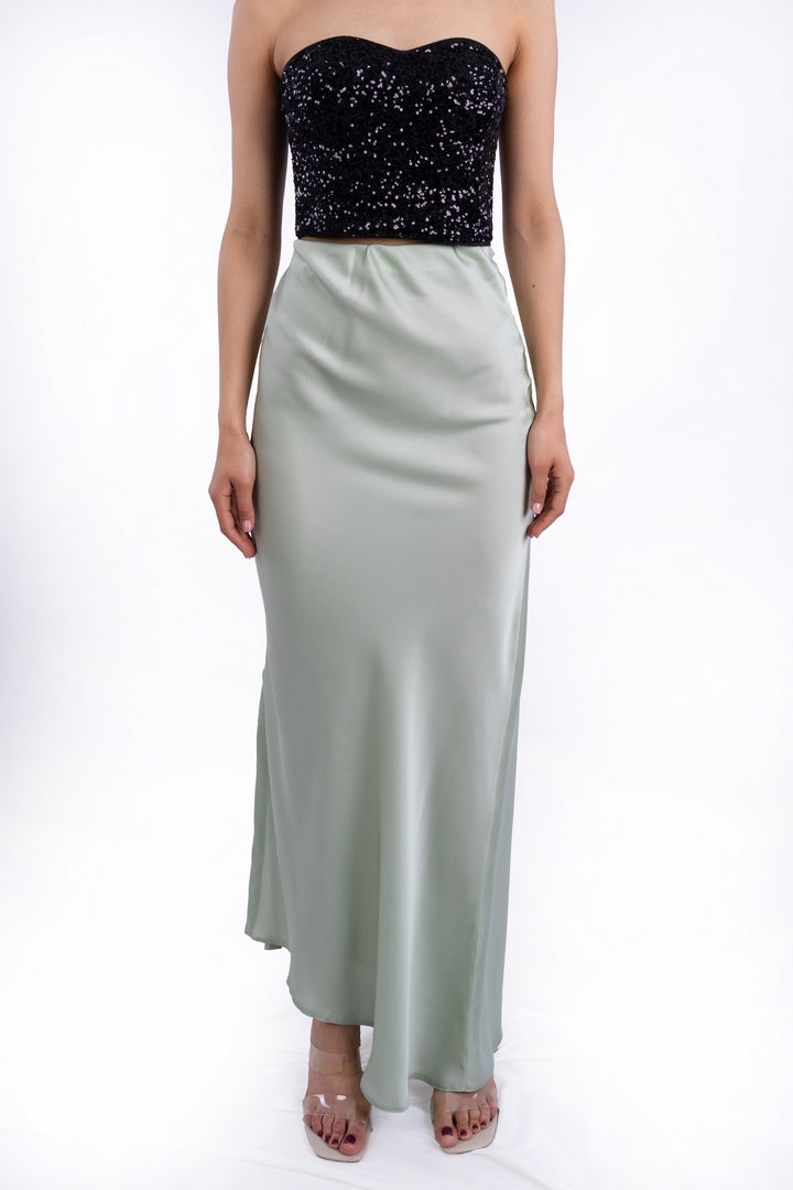 SATIN SKIRT TIE-DYE ASYMMETRICAL