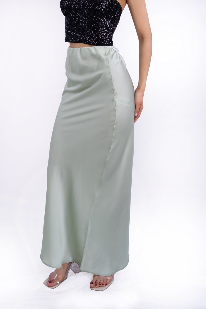 SATIN SKIRT TIE-DYE ASYMMETRICAL