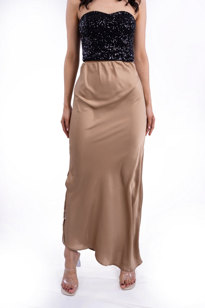 SATIN SKIRT TIE-DYE ASYMMETRICAL