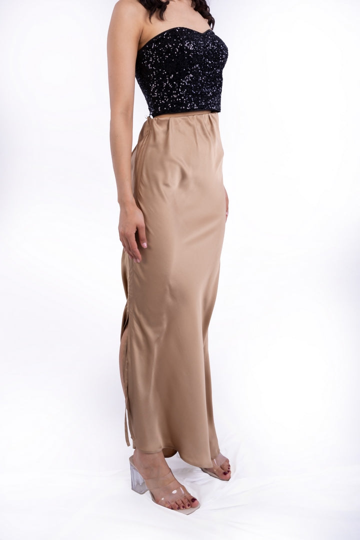 SATIN SKIRT TIE-DYE ASYMMETRICAL