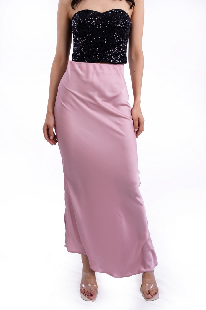 SATIN SKIRT TIE-DYE ASYMMETRICAL