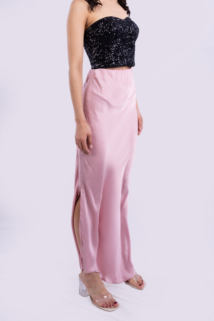SATIN SKIRT TIE-DYE ASYMMETRICAL