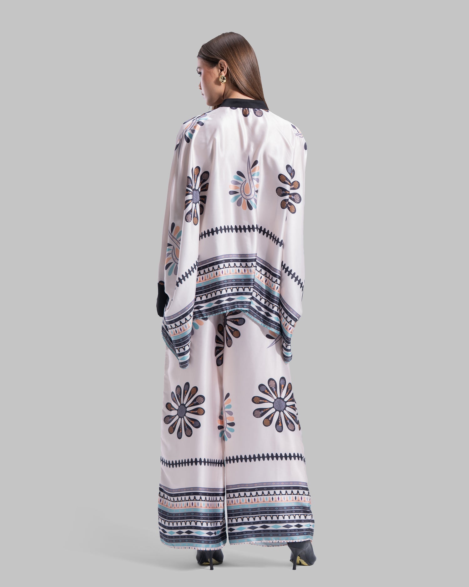 Oversized satin blouse with long sleeves