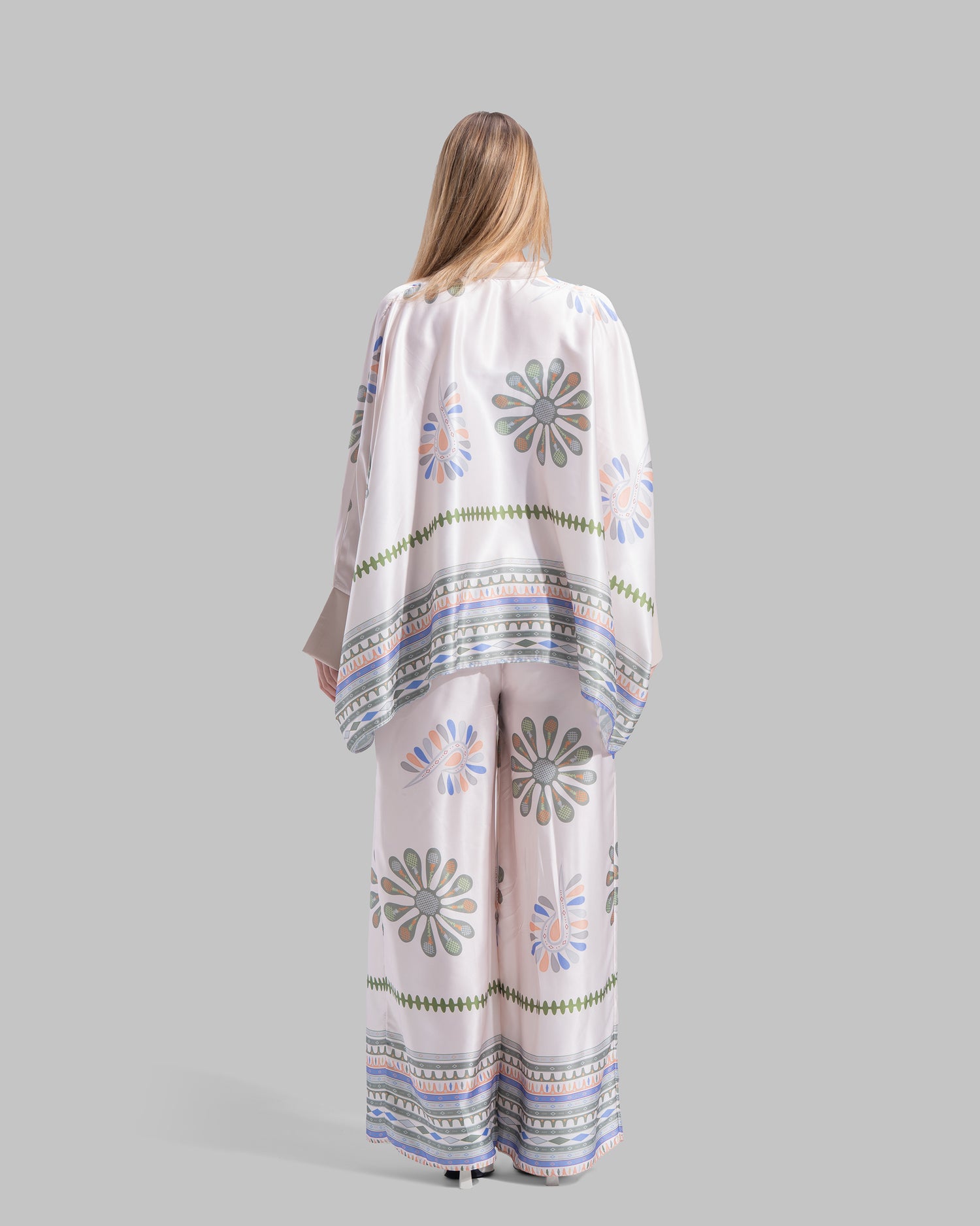 Oversized satin blouse with long sleeves