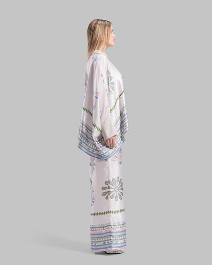 Oversized satin blouse with long sleeves